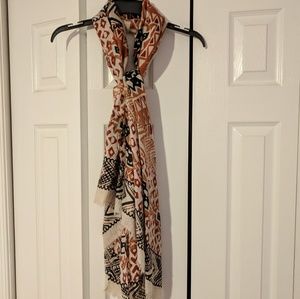 Red orange patterned scarf